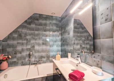 Salle de bain de la chambre 5 composé d'une baignoire et d'une grande vasque